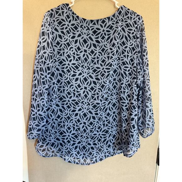 Croft & Barrow Blue Front Pleated Boho/cottage Lined Body Top Sz L - Picture 5 of 6